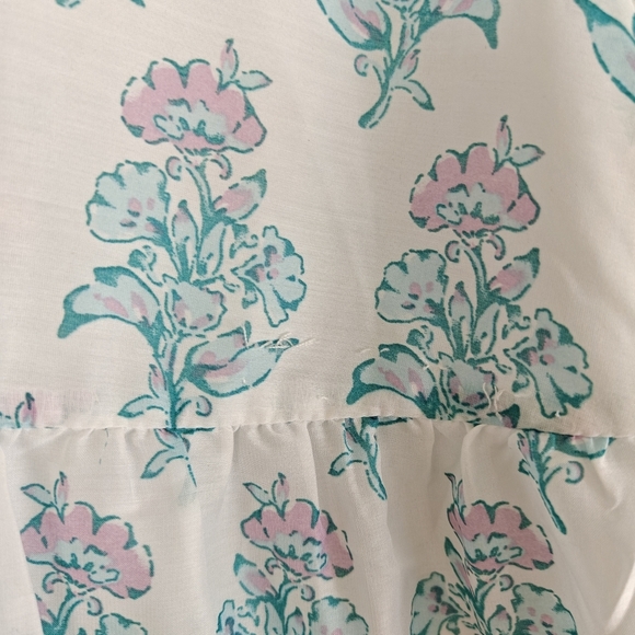 J. Marie NWT Cecilia Ruffle Flutter Sleeve Blockprint Floral Tiered Dress Sz M - Picture 8 of 13